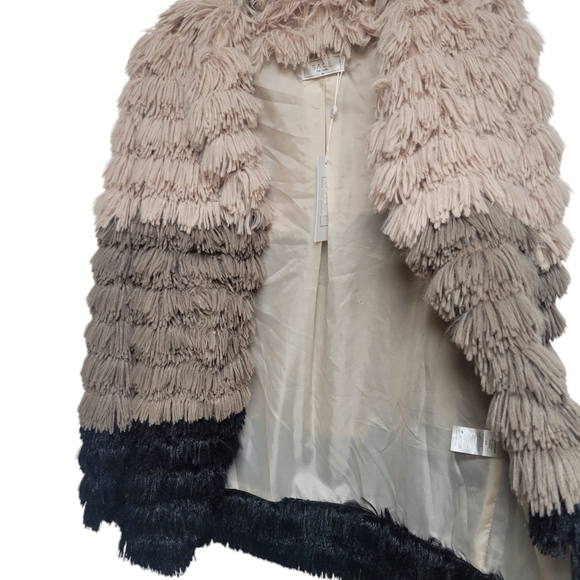 Sage Colorblocked Fringe Faux-Fur Multi-Color Coat Women's. Size XS. NWT… - Picture 3 of 14
